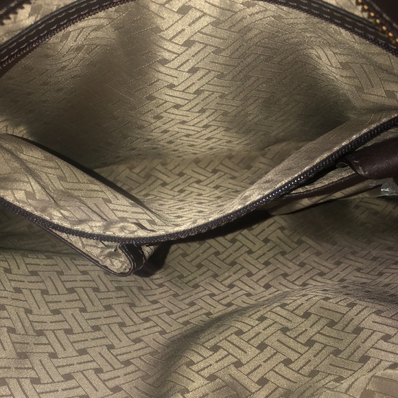 COLE HAAN-BEAUTIFUL BROWN LEATHER WEAVED LG TOTE! - Picture 8 of 10